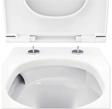 Close-up van een wit toilet met open toiletdeksel