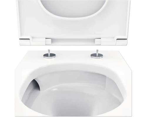 Close-up van een wit toilet met open toiletdeksel