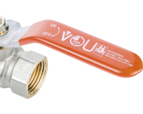 Messing kogelkraan met rode handgreep