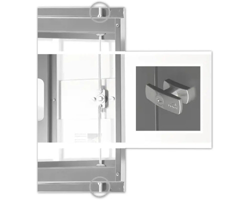 Detailaanzicht van een metalen kast met slot en grendel