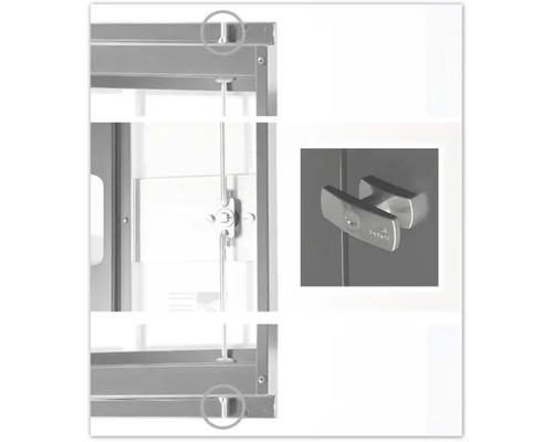 Detailaanzicht van een metalen kast met slot en vergrendeling
