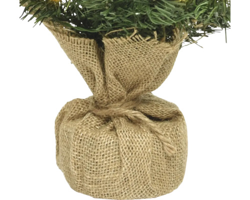 Decoratieve mini-kerstboom in jute zak