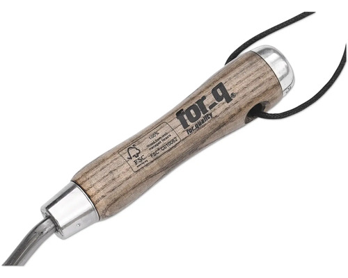 Tuingereedschap met houten handvat en For_q logo