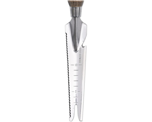 Roestvrijstalen plantenschep met dieptemarkering en houten handvat