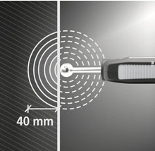 Illustratie van de meetafstand van 40 millimeter van een meetinstrument.