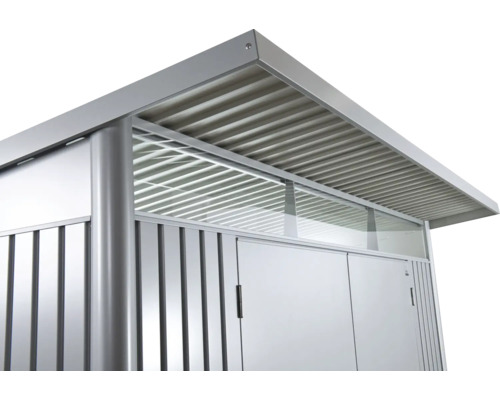 Metalen tuinhuis met schuifdeur en transparante bovenlicht