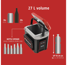 Einhell koelbox met 27 liter inhoud, flesopener en ruimte voor blikjes, flessen en PET-flessen