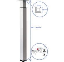 Hoogteverstelbare tafelpoten met afmetingen