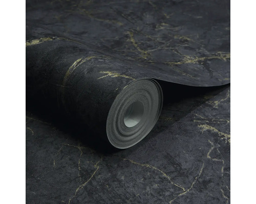 Een rol behang met marmerpatroon.