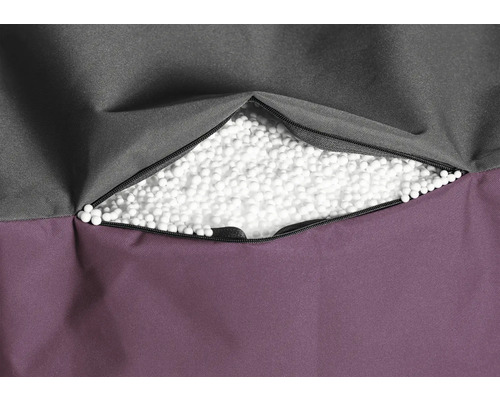 Zitzak met open rits en polystyreenkorrels