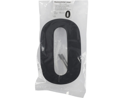 Huisnummer nul, 130 x 3 millimeter, inclusief bevestigingsmateriaal