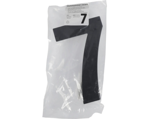 Zwart huisnummer 7 in plastic verpakking