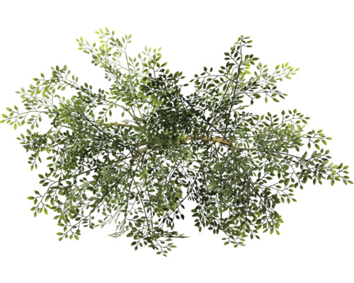 Bovenaanzicht van een kunstboom met groene bladeren.