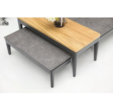 Tuin tafel en tuinbank van hout en keramiek