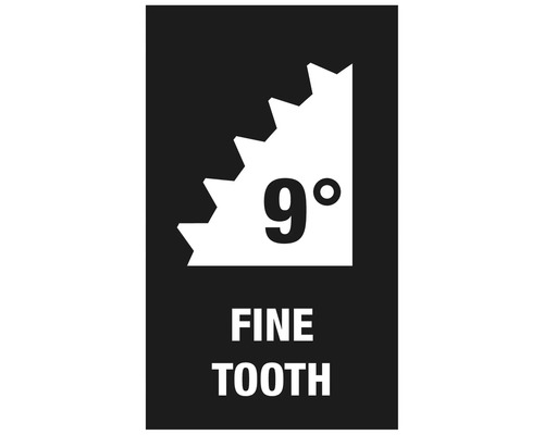 Symbool voor fijne tandvertanding met een hoek van 9 graden