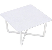 Vierkante bijzettafel met marmeren blad en metalen frame