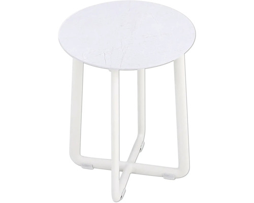 Ronde bijzettafel met marmerlook en metalen frame