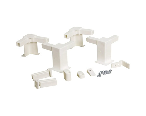 Meerdere hoekstukken en schroeven voor kabelkanalen