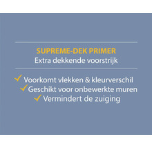 Supreme Dek Primer, extra dekkende voorstrijk voorkomt vlekken en kleurverschil, geschikt voor onbewerkte muren, vermindert de zuiging