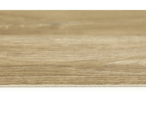 Detailopname van een vinylvloer in houtlook.