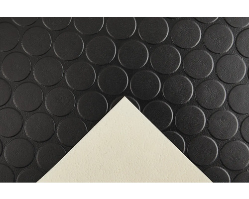 Rubberen mat met noppenpatroon en een opengeklapte hoek.