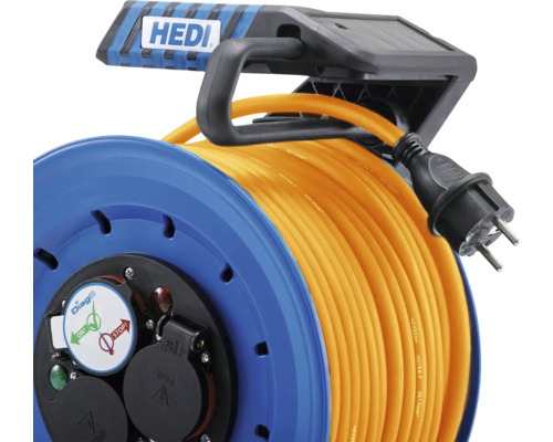HEDI kabelhaspel met gele kabel en stekker
