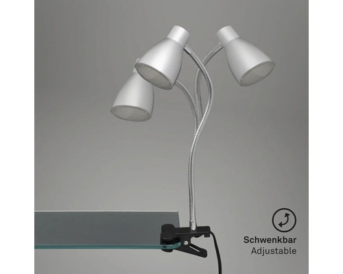 Klemspot met drie lampkoppen en flexibele arm