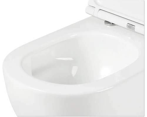 Close-up van een wit toilet met deksel