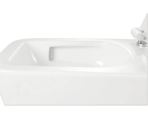 Detail van een wit wandcloset met toiletdeksel