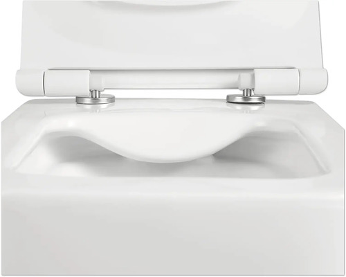 Close-up van een witte toiletbril met deksel