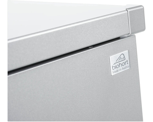 Detailweergave van een Biohort product met Biohort logo, gemaakt in Oostenrijk