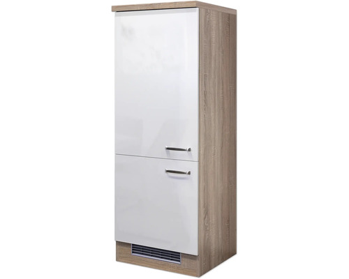 Hoge kast met twee deuren en handgrepen