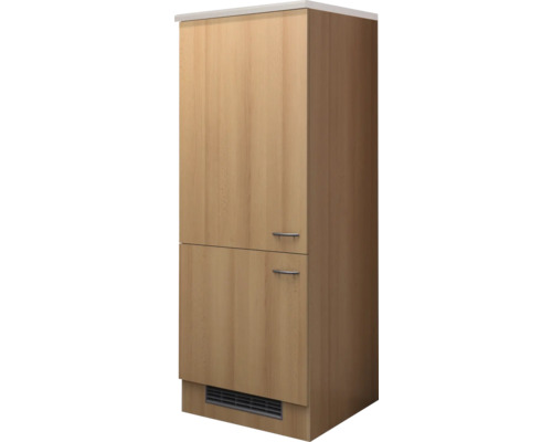 Hoge kast met twee deuren en handgrepen