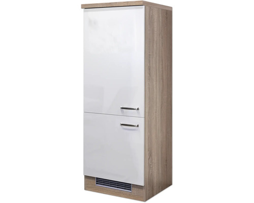 Hoge kast met twee deuren en handgrepen