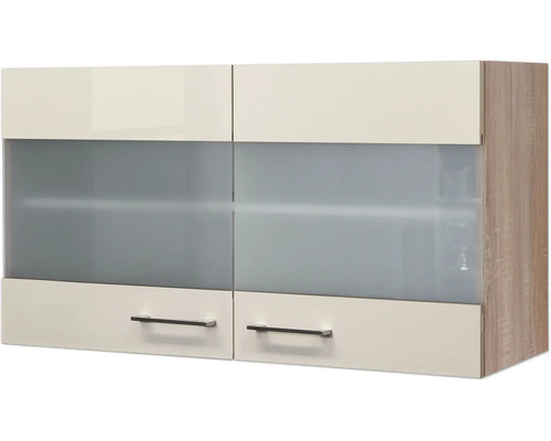 Hangende wandkast met twee deuren, twee lades en handgrepen