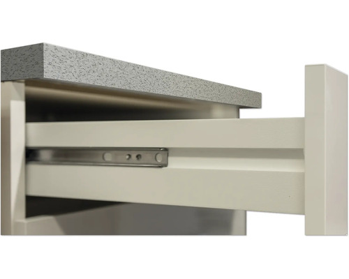 Detailopname van een open lade-element met uittrekrails