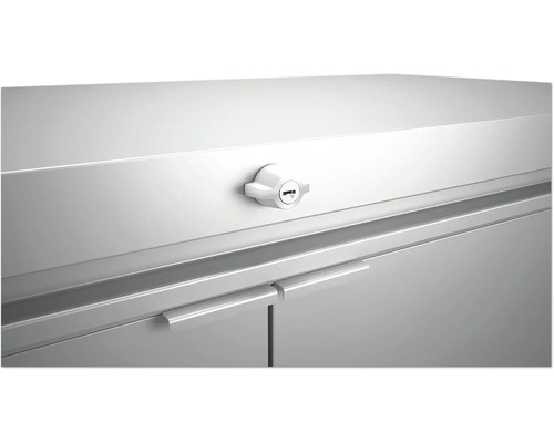 Detailopname van een afsluitbare kast met handgrepen