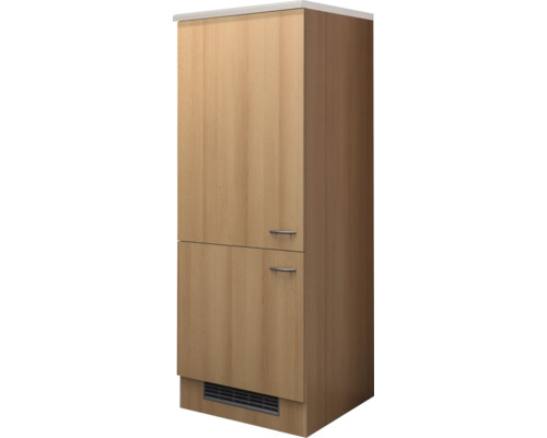 Hoge kast met twee deuren en handgrepen