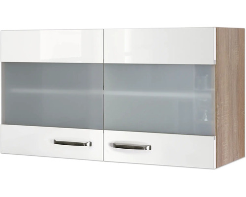 Hangende keukenkast met vier deuren en handgrepen