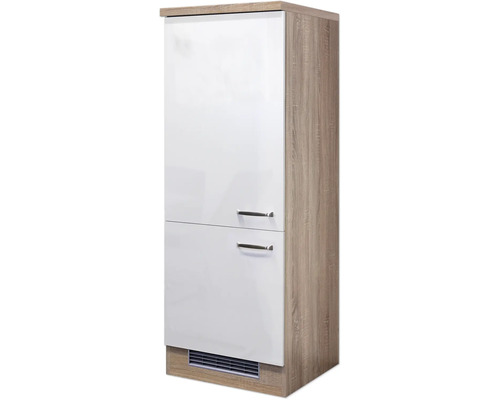 Hoge kast met twee deuren en handgrepen