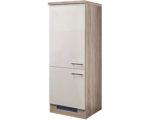 Hoge kast met twee deuren en handgrepen