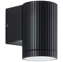 Zwarte metalen wandlamp met geribbeld oppervlak