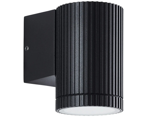 Zwarte metalen wandlamp met geribbeld oppervlak