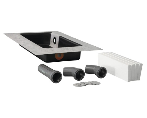Douche-element set met afvoer, buizen en afdichtingsmanchet