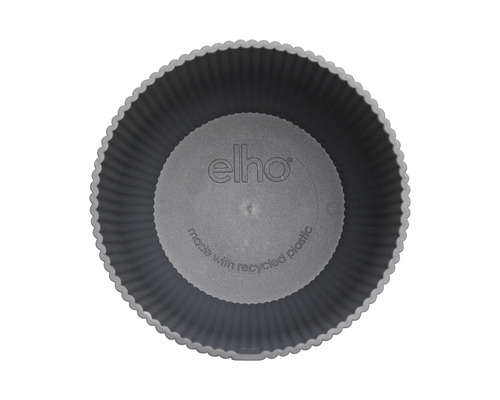 Grijze bloempot van gerecycled plastic met Elho logo