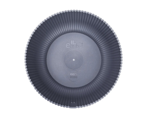 Ronde plantenschaal van kunststof met gegolfde rand en recyclingsymbool