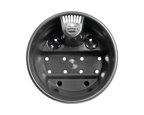 Binnenaanzicht van een ronde plantenbak met irrigatiesysteem