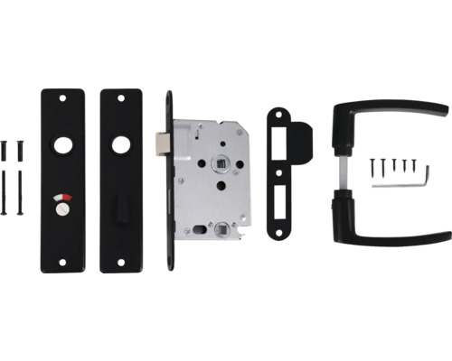 Complete toiletdeurset met slot, grendel, deurkrukset en bevestigingsmateriaal