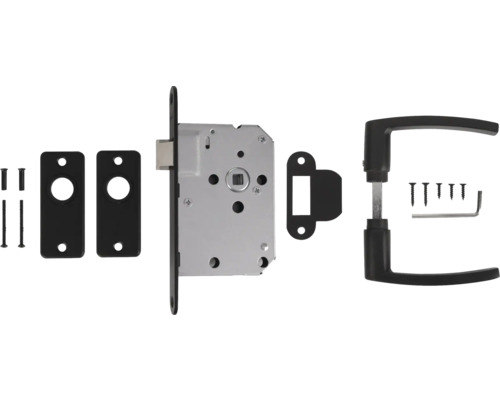 Deurbeslagset met deurkruk, slot en bevestigingsmateriaal