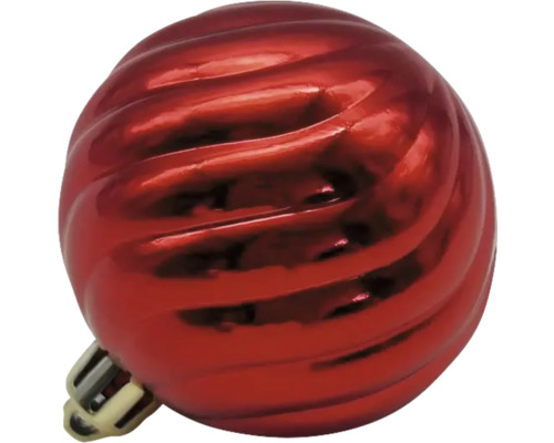 Rode kerstbal met ribbels